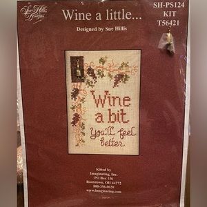 Wine a Little… Sue Hillis Designs Cross stitch Kit NIB SH-PS124 Kit T56421